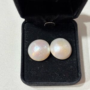 Elegant Mabe White Pearl Earrings